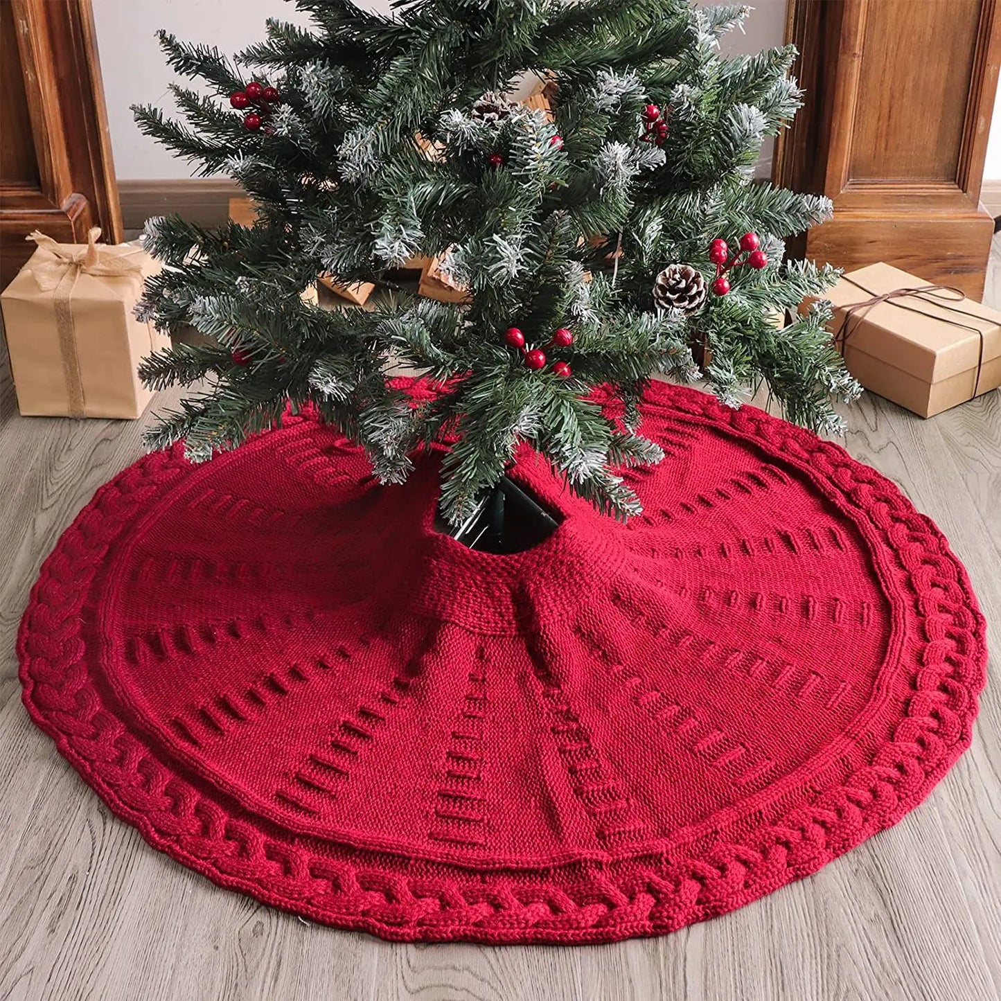 Christmas Tree Skirt Knitted Tree Skirt