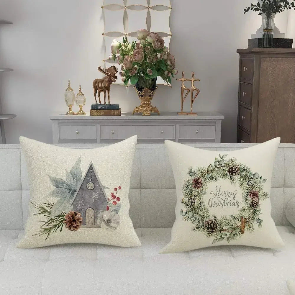 Home Christmas Decoration Linen Pillowcase - See vast designs available