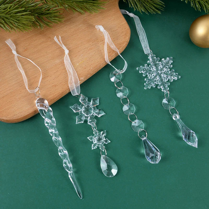 10 Piece Acrylic Snowflake Simulation Ice Pendants