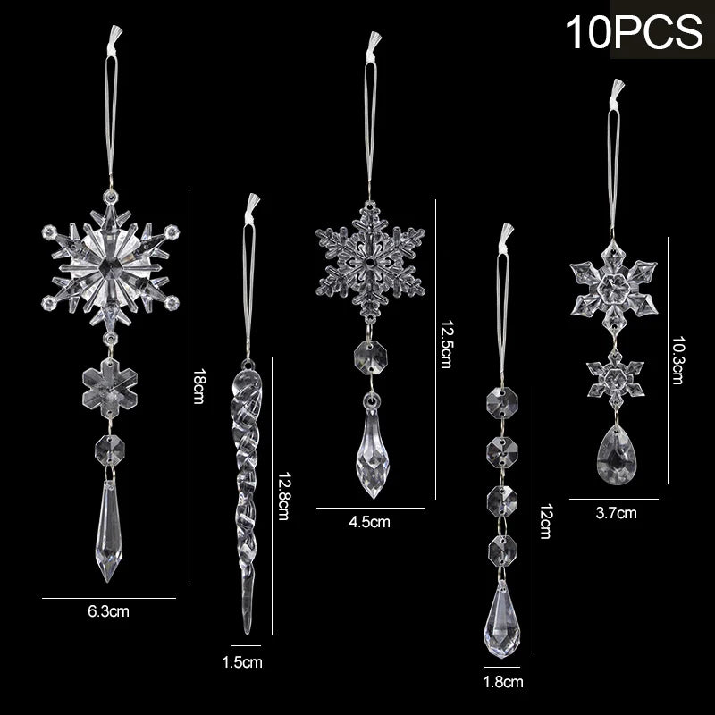 10 Piece Acrylic Snowflake Simulation Ice Pendants