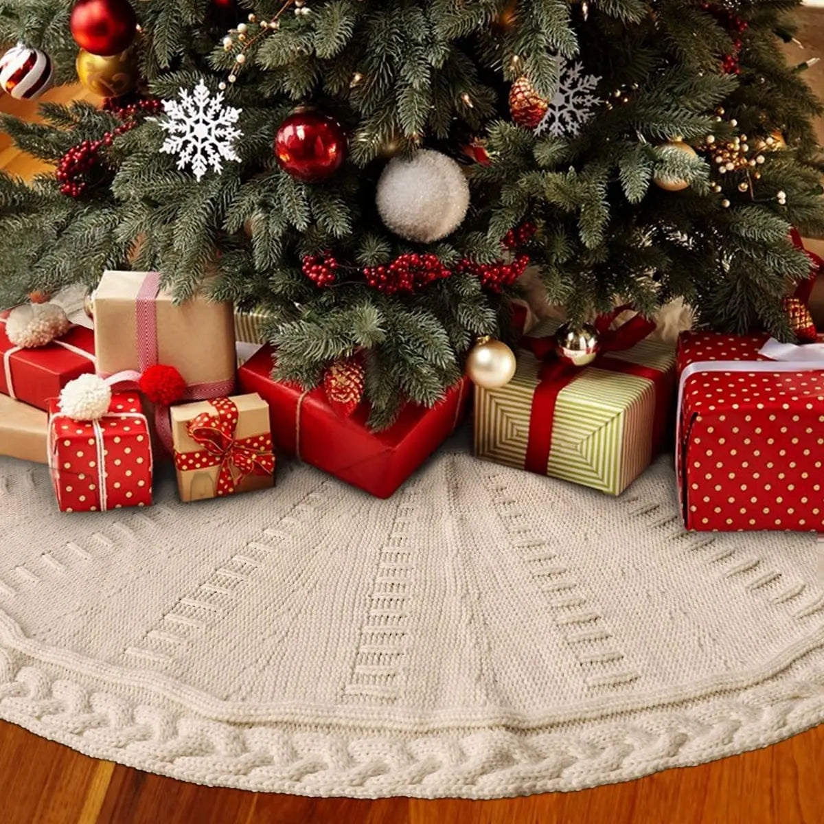Christmas Tree Skirt Knitted Tree Skirt