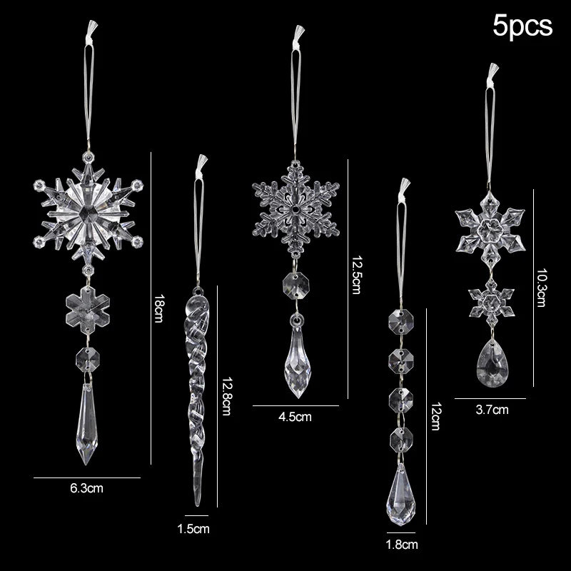 10 Piece Acrylic Snowflake Simulation Ice Pendants