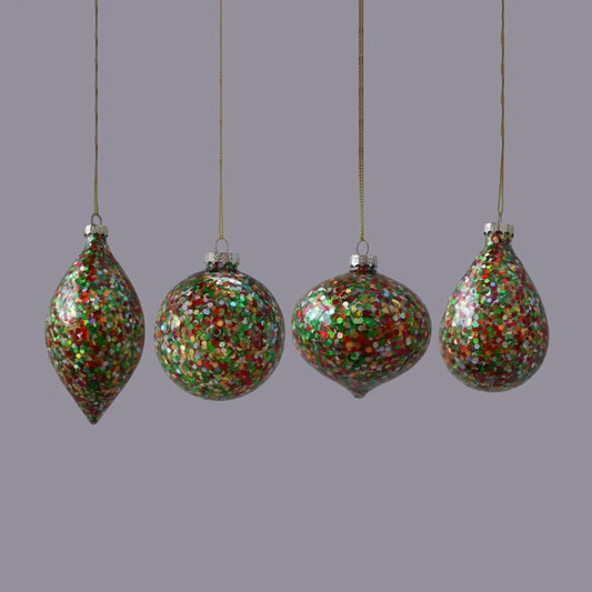 Divine Handmade Glass Globe Christmas Ornaments 8pc