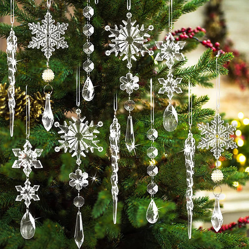 10 Piece Acrylic Snowflake Simulation Ice Pendants
