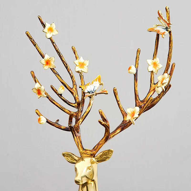 Golden Deer With Flower Antlers