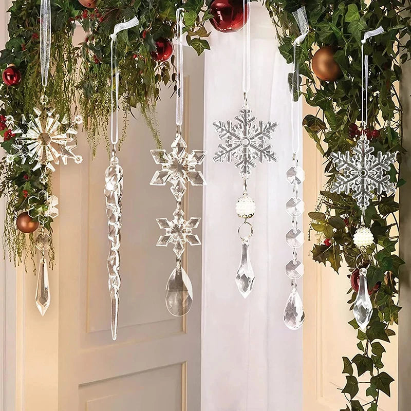 10 Piece Acrylic Snowflake Simulation Ice Pendants