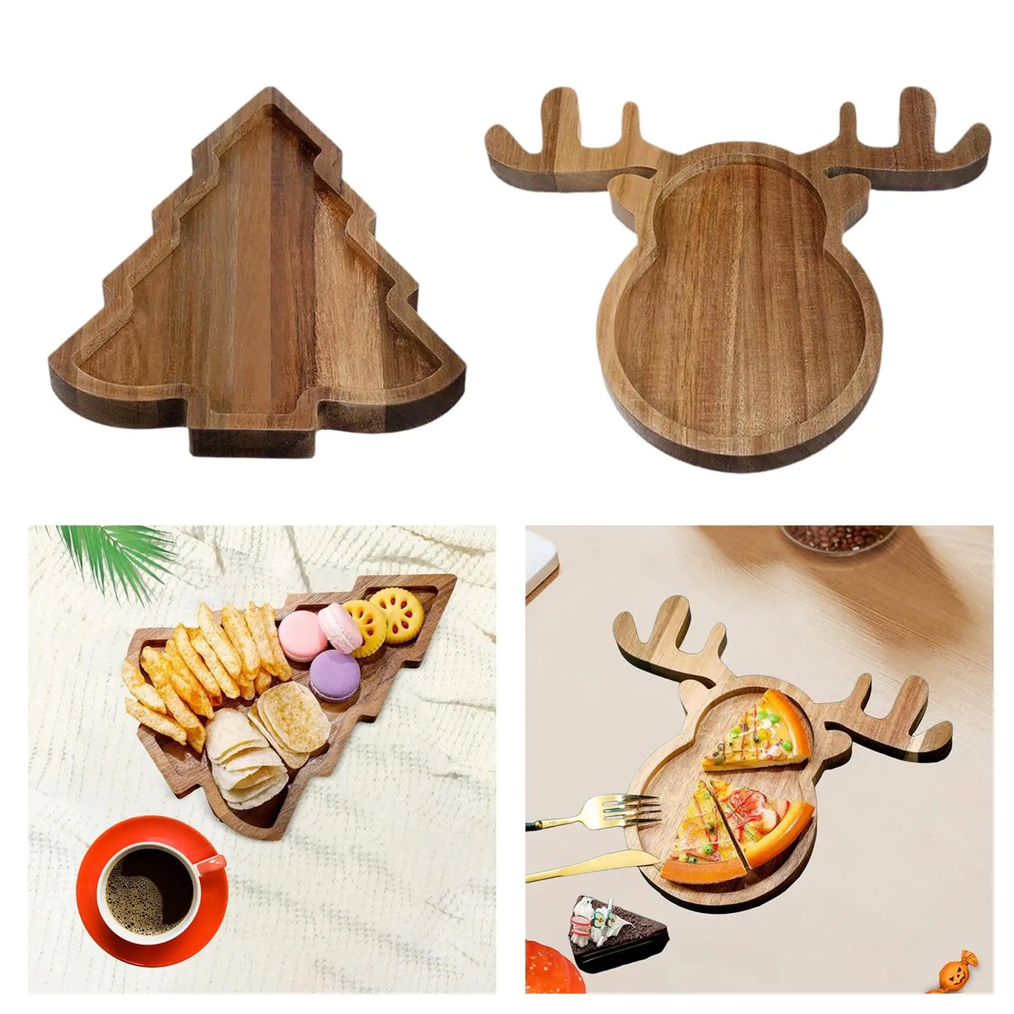 Wooden Christmas Serving Platters