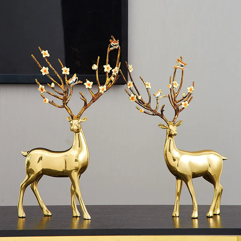 Golden Deer With Flower Antlers