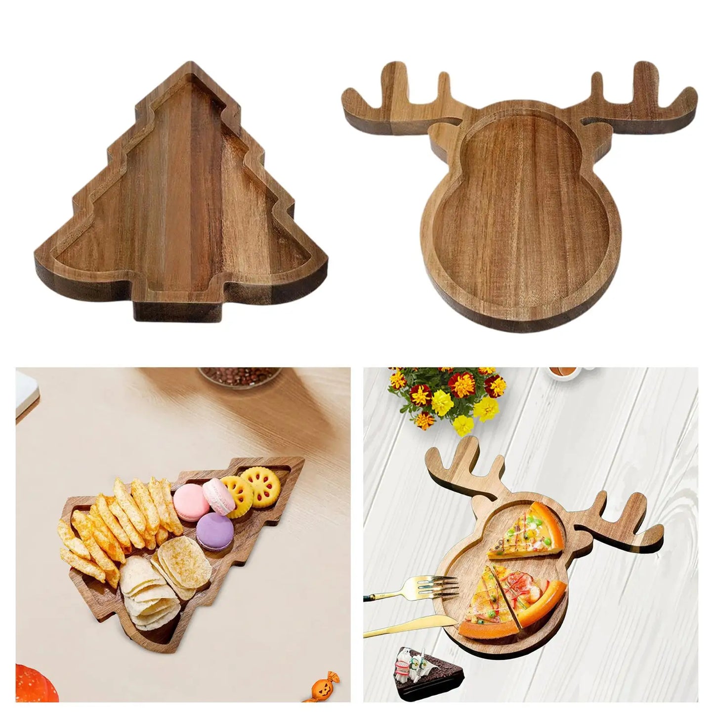 Wooden Christmas Serving Platters