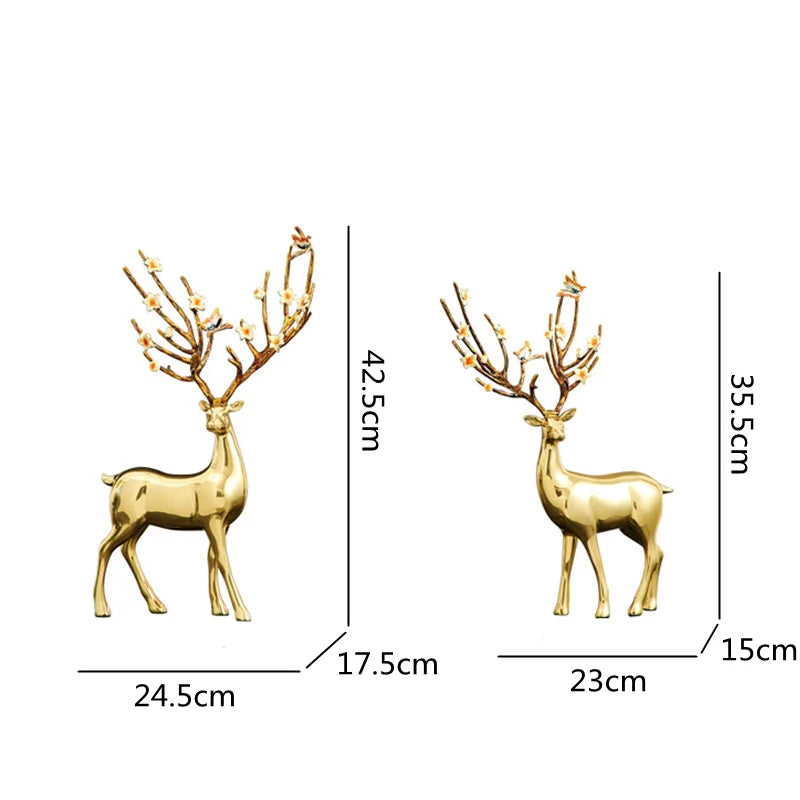 Golden Deer With Flower Antlers